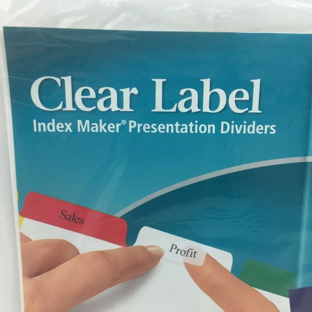 Set 3 Avery Clear 5 Tab Notebook Dividers Label 11406 Index Maker Office